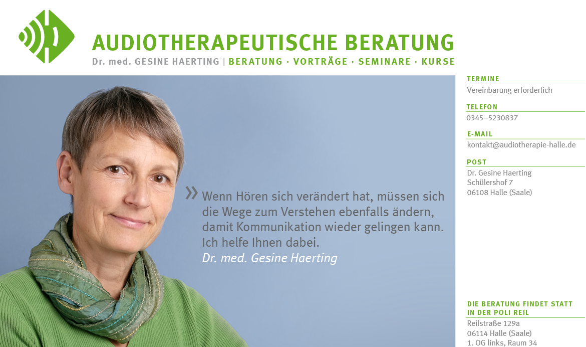 Visitenkarte Dr. med. Gesine Haerting Audiotherapeutin Halle